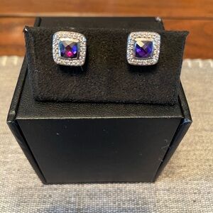 David Yurman 9mm Chatelaine Amethyst and Diamond stud earrings